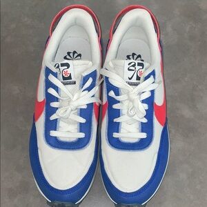 Nike Blue and White Sneakers with Red Highlights